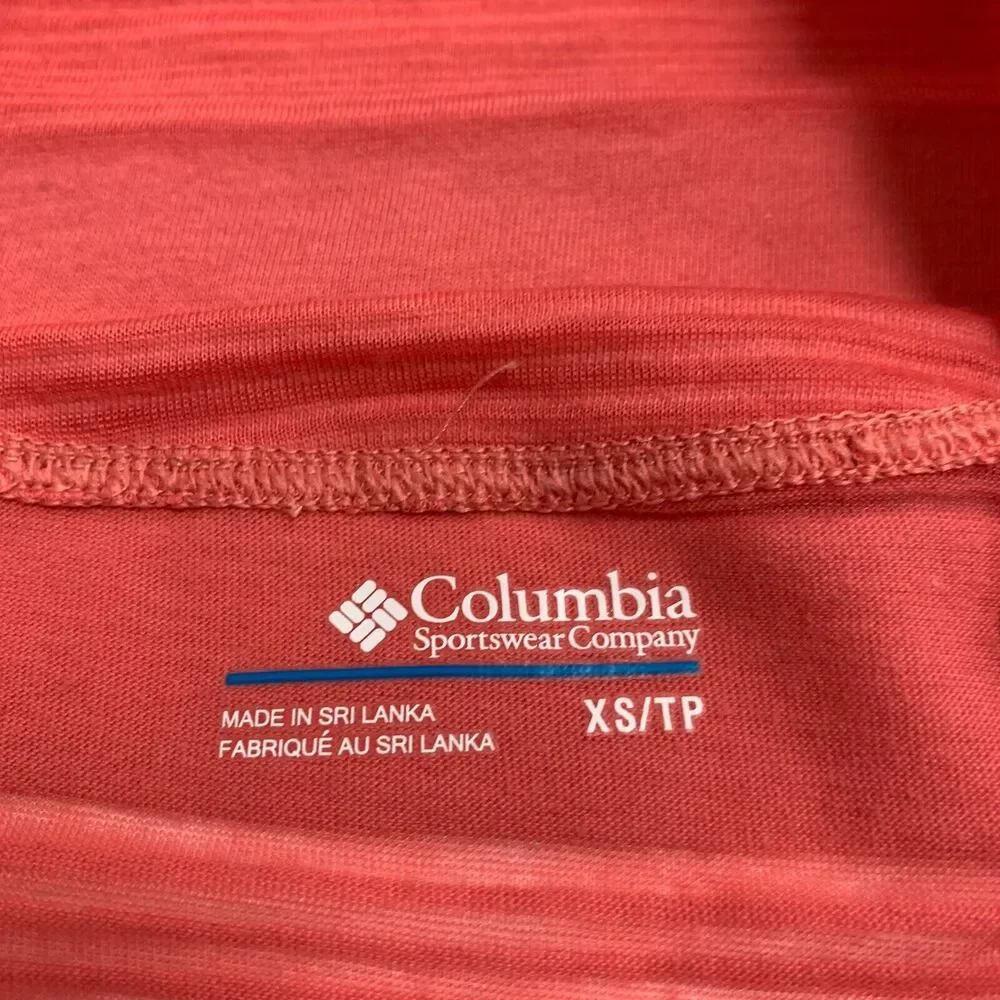 Columbia Cardigan Womens XS Extra Small Coral Open Front Striped Long Sleeve